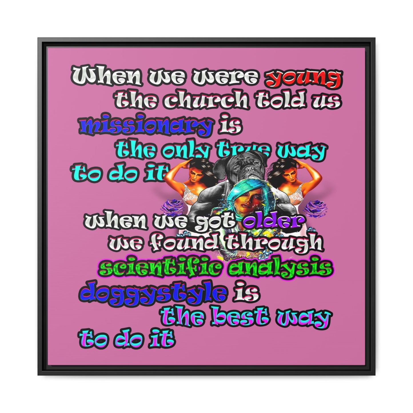 doggystyle - framed canvas art (light pink)