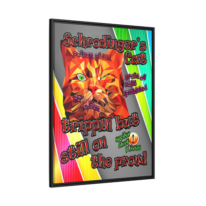 schrodinger's cat - framed canvas art (rainbow split)