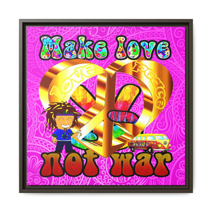 love peace - framed canvas art (pink swirl)