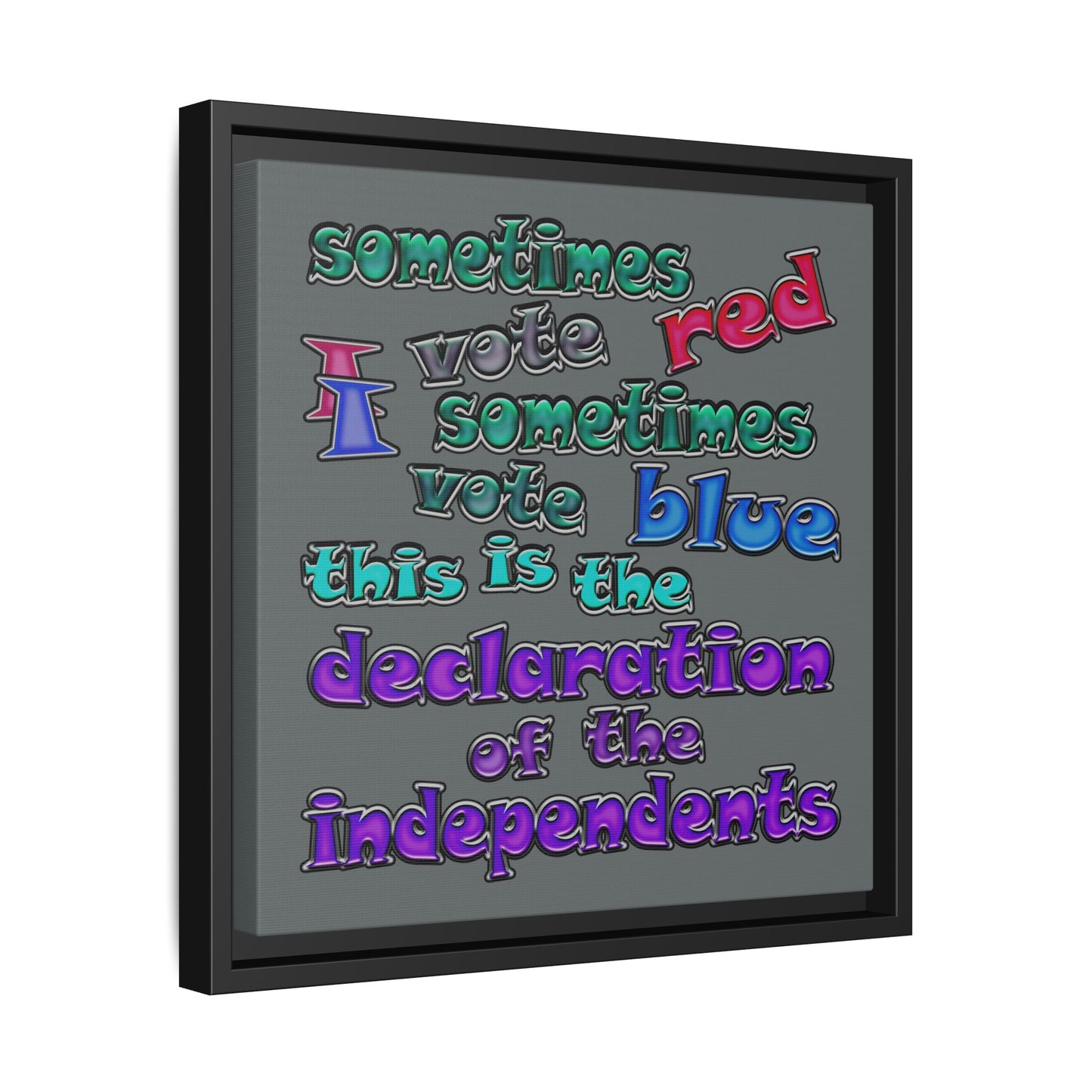declaration of the independents - framed canvas art (dark grey)
