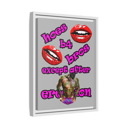 hoes b4 bros - framed canvas art (light grey)