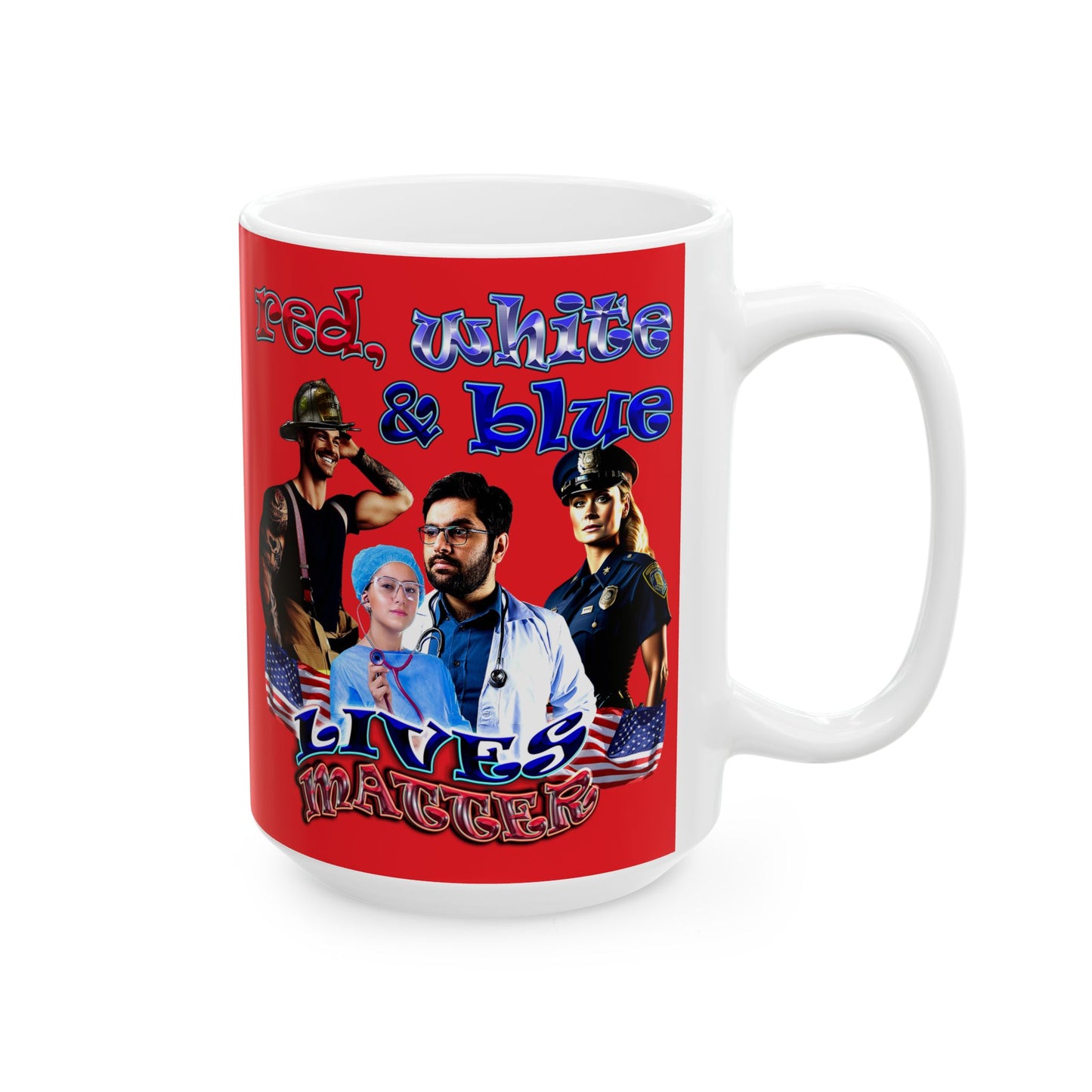 rw&b lives matter - White Mug (red)