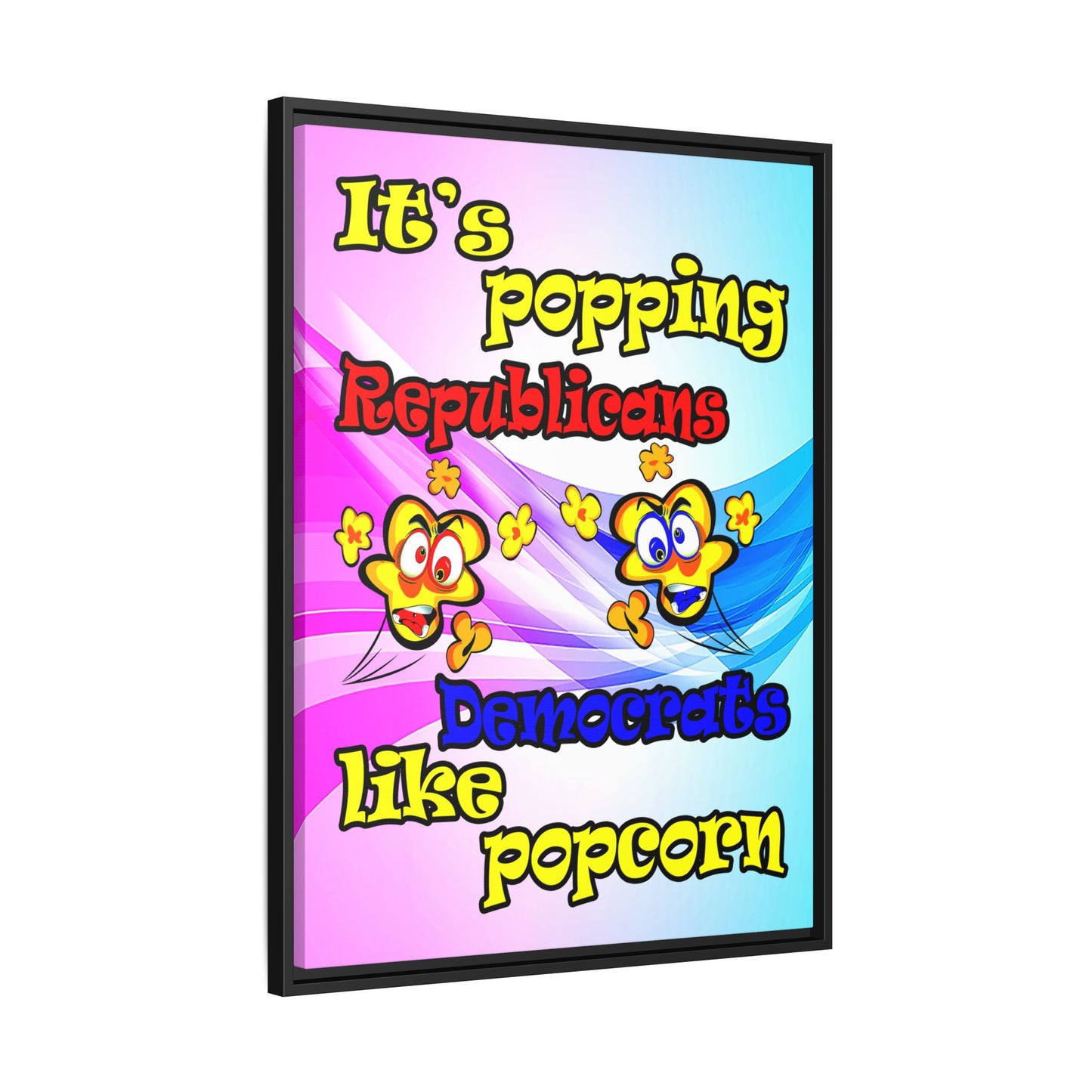 popping like popcorn - framed canvas art (light blue-pink wave)