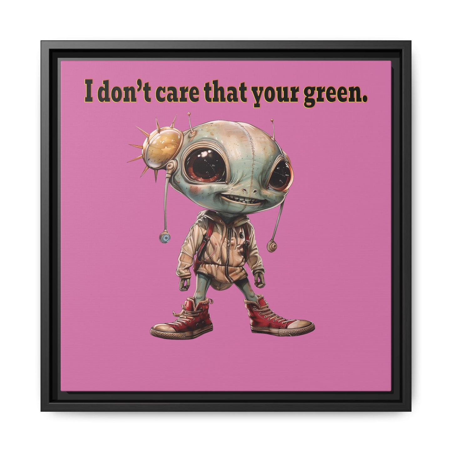 I don't care that your green - framed canvas art (light pink)