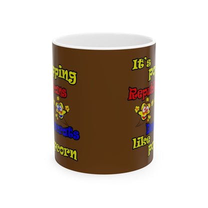 popping like popcorn - White Mug (brown)
