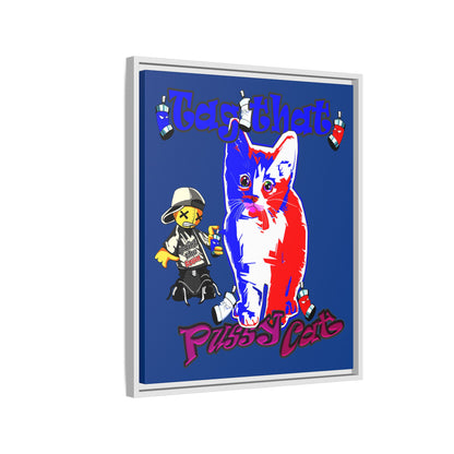 tag that - framed canvas art (dark blue)