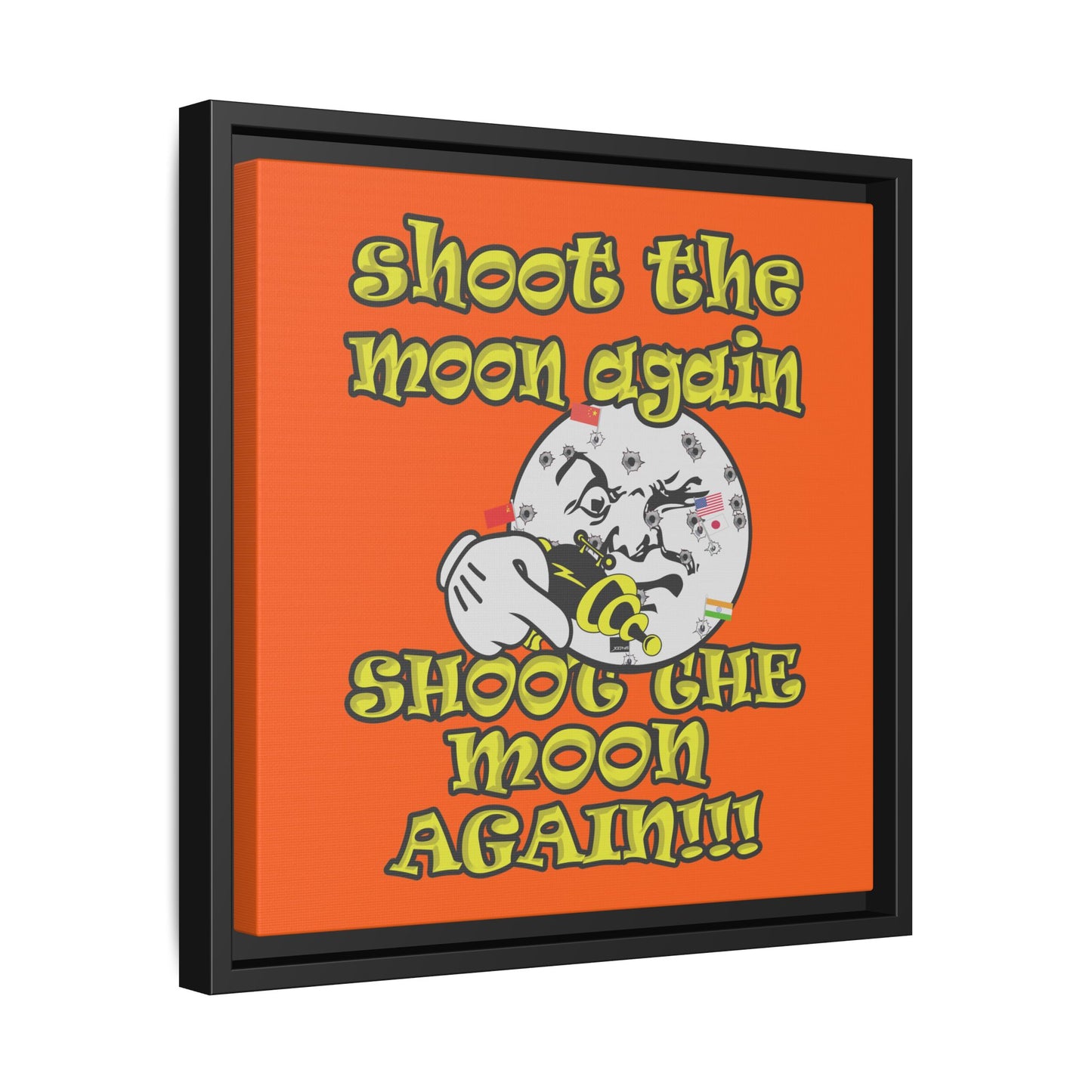 shoot the moon again - framed canvas art (orange)