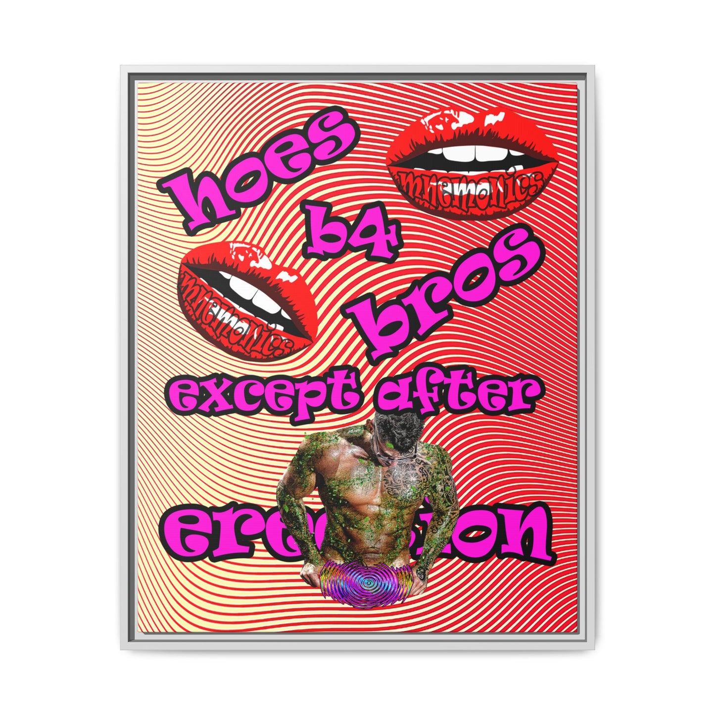 hoes b4 bros - framed canvas art (yellow-orange wave)