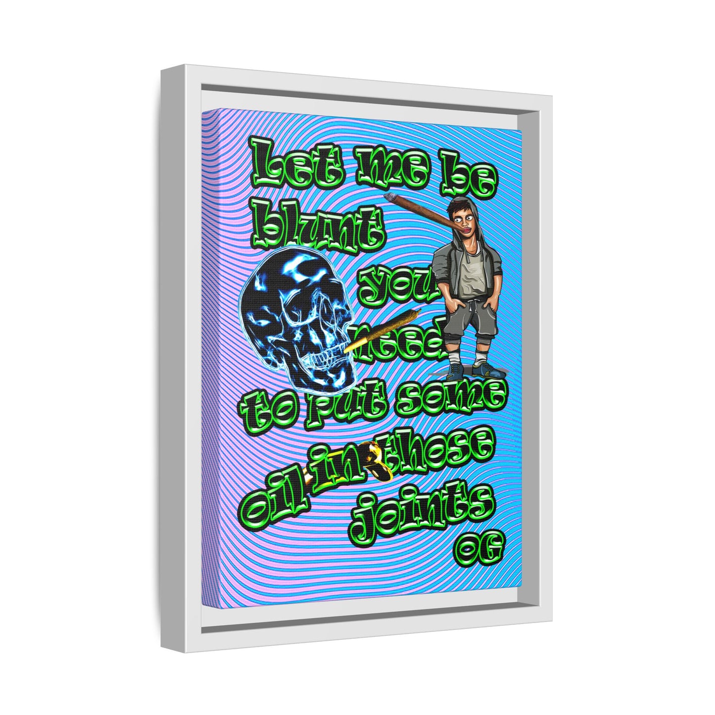 og - framed canvas art (light blue-purple wave)