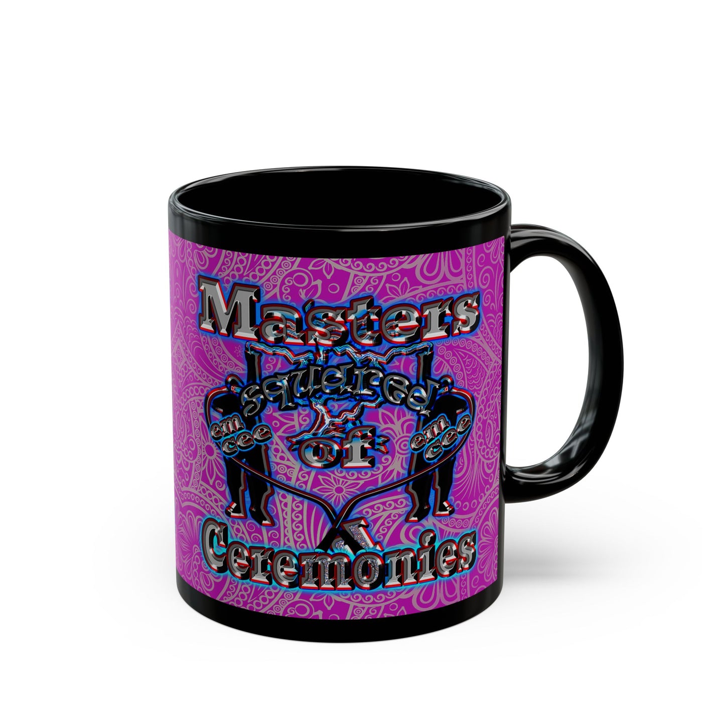 em cee squared - Black Mug (pink swirl)