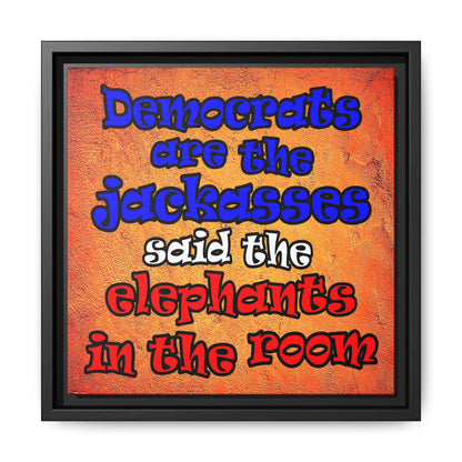 donkeys and elephants - framed canvas art (burnt orange)