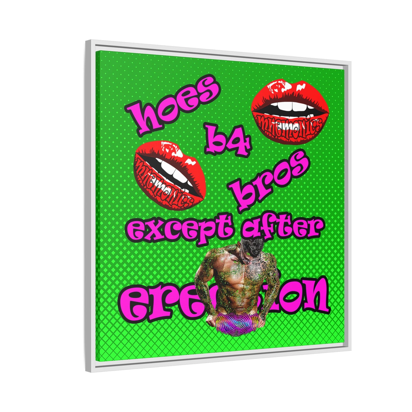 hoes b4 bros - framed canvas art (logo green)