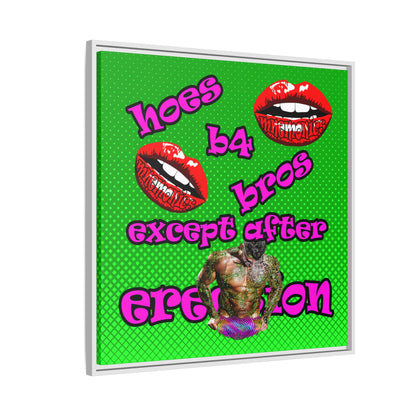 hoes b4 bros - framed canvas art (logo green)