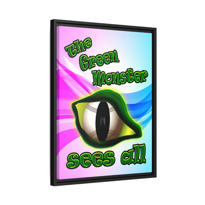green monster - framed canvas art (light blue-pink wave)