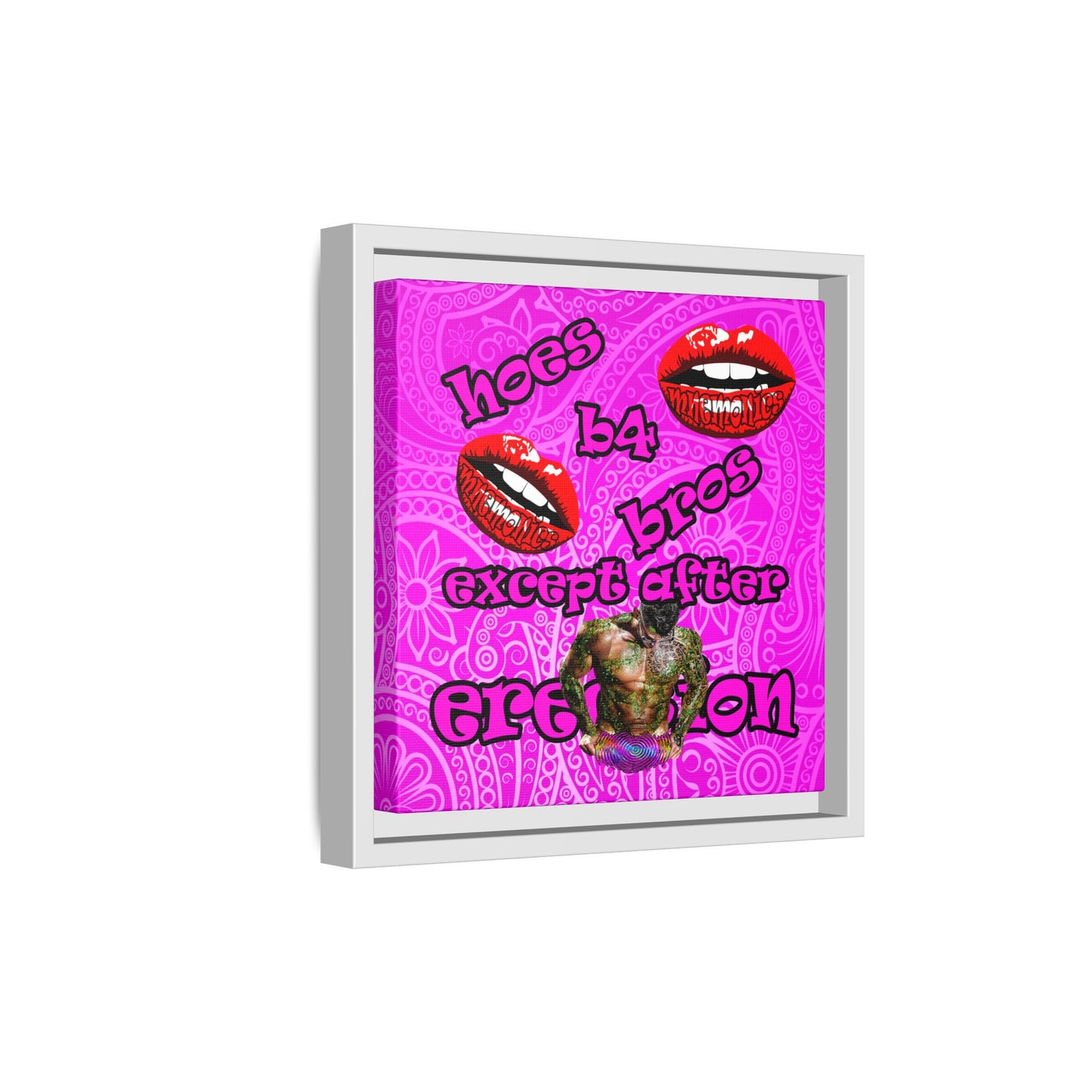hoes b4 bros - framed canvas art (pink swirl)