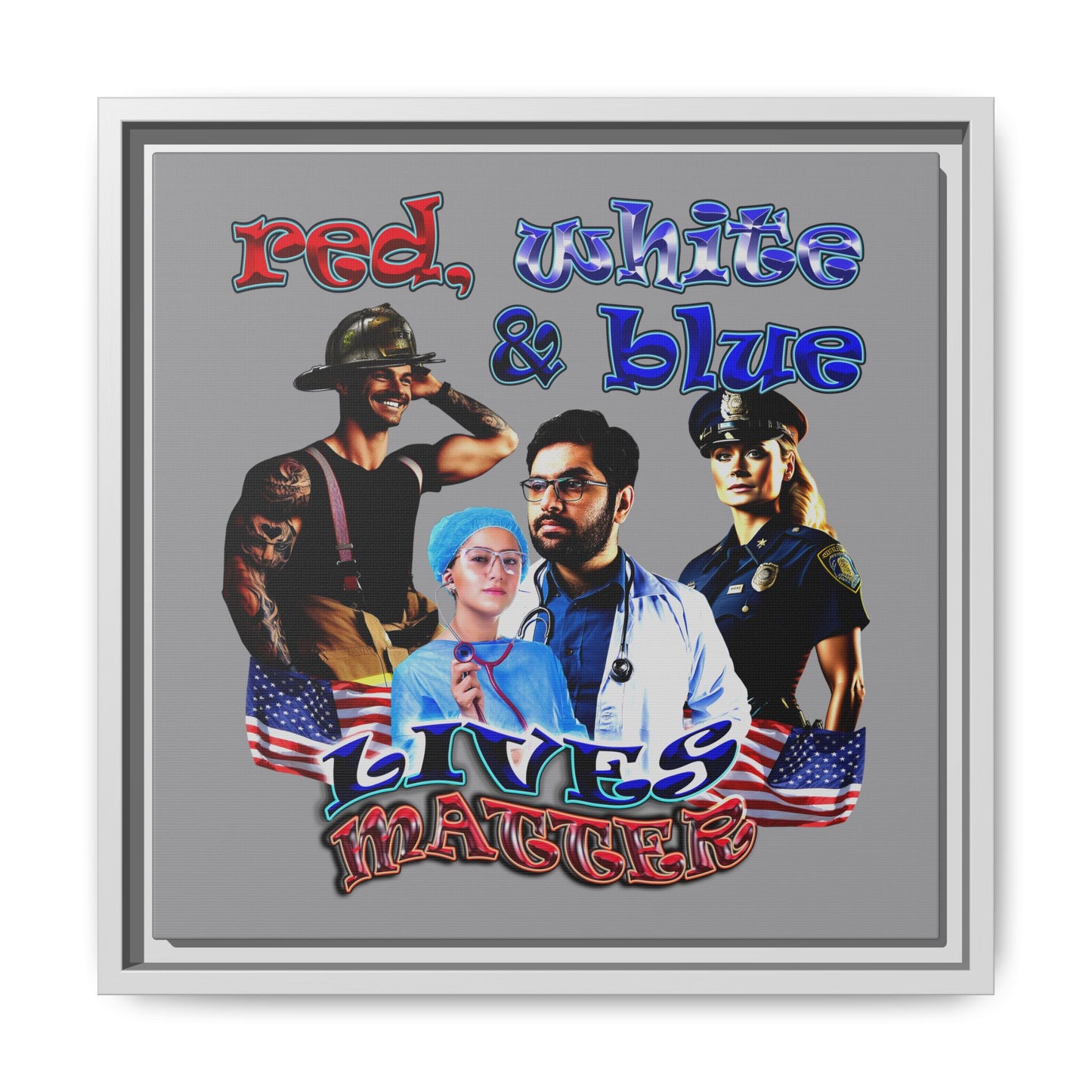 rw&b lives matter - framed canvas art (grey)