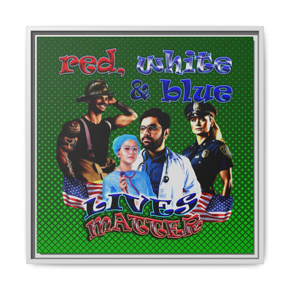 rw&b lives matter - framed canvas art (logo green)