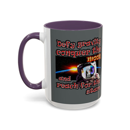 defy conquer reach - Accent Mug (dark grey)