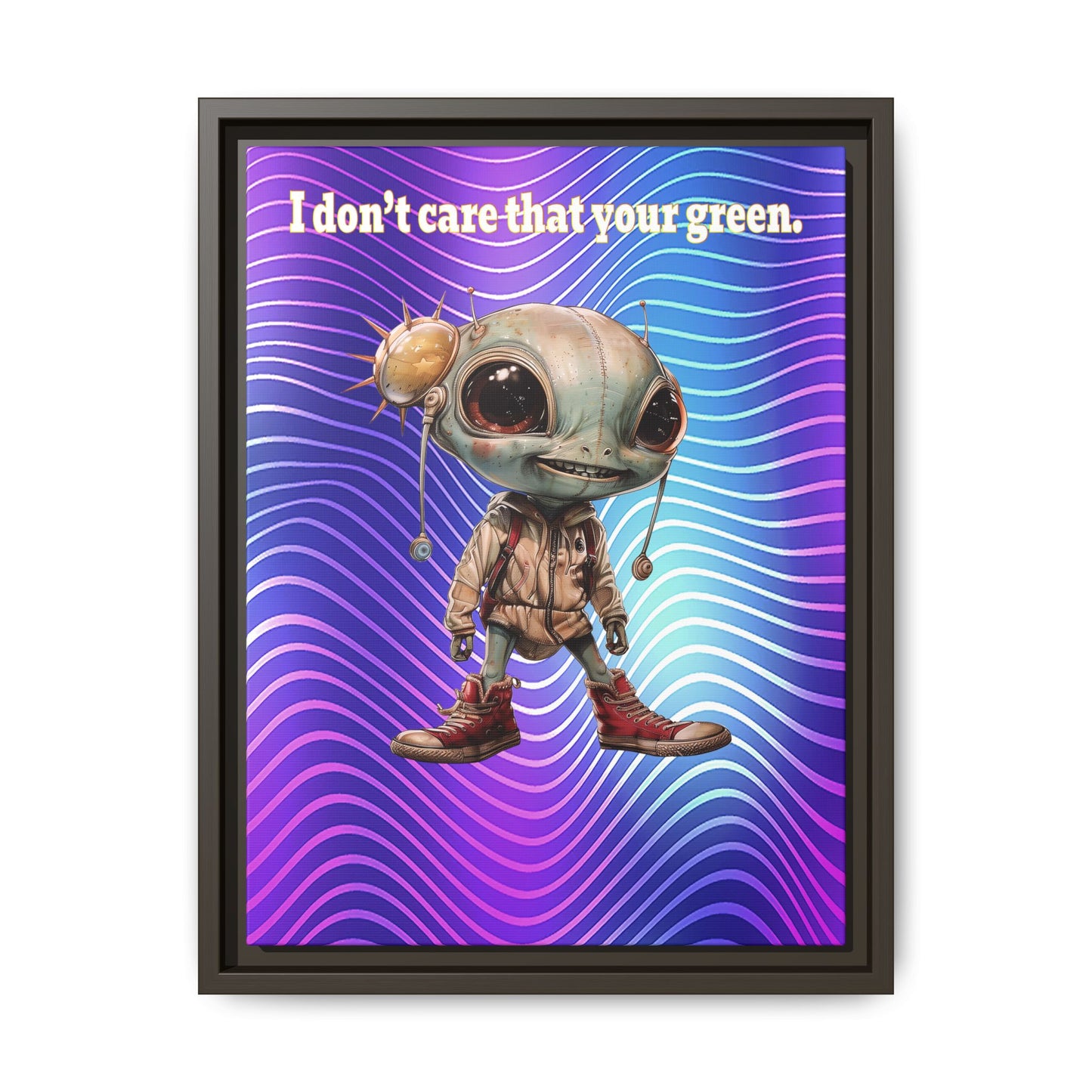 I don't care that your green - framed canvas art (purple wave)