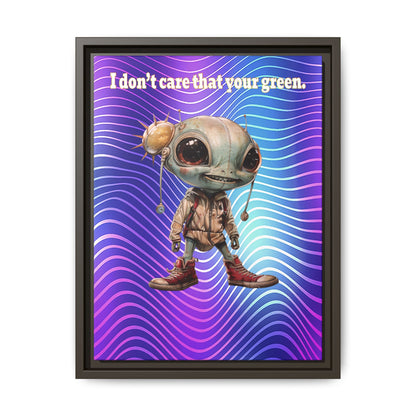 I don't care that your green - framed canvas art (purple wave)