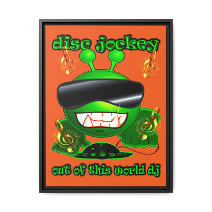 disc jockey - framed canvas art (orange)