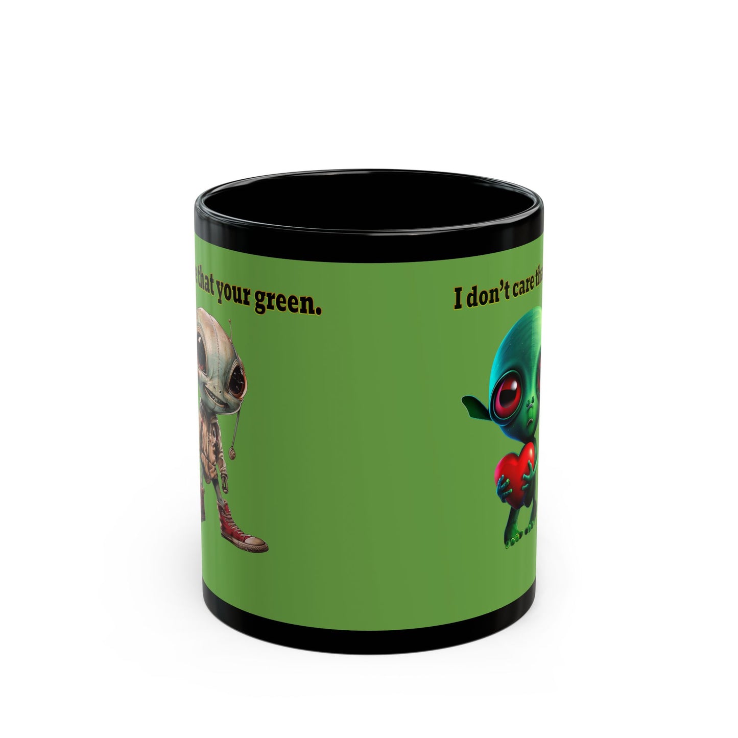 I don't care that your grey - Black Mug (green)