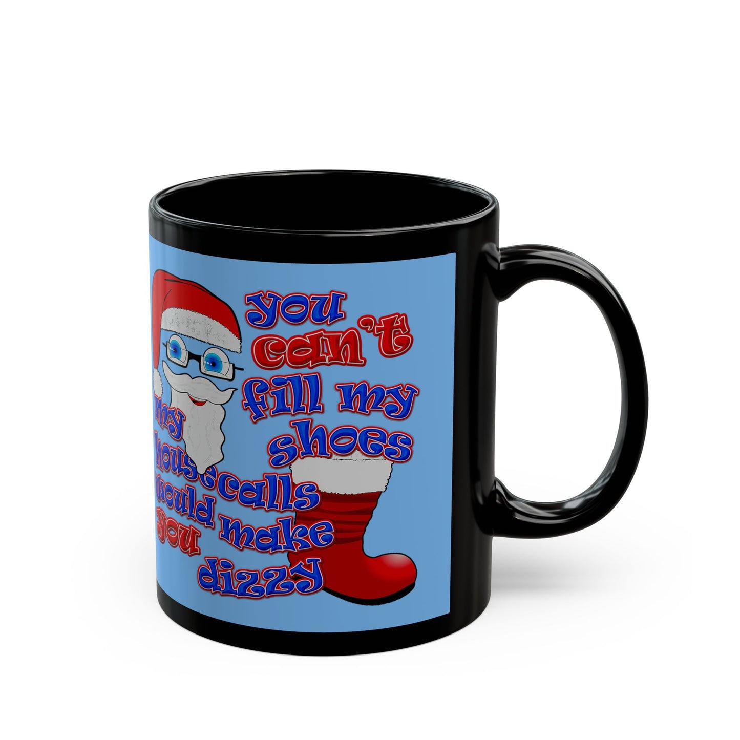 santa's shoes - Black Mug (light blue)