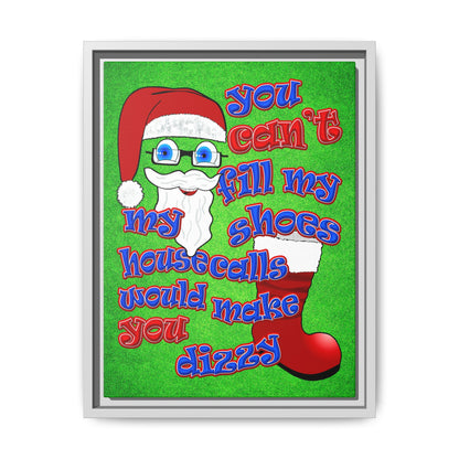 santa's shoes - framed canvas art (green turf)