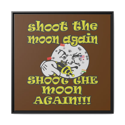 shoot the moon again - framed canvas art (brown)
