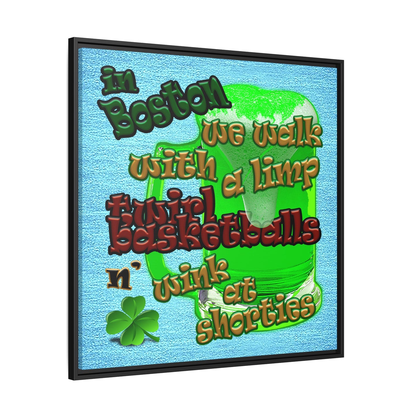 celtics logo - framed canvas art (faded blue)