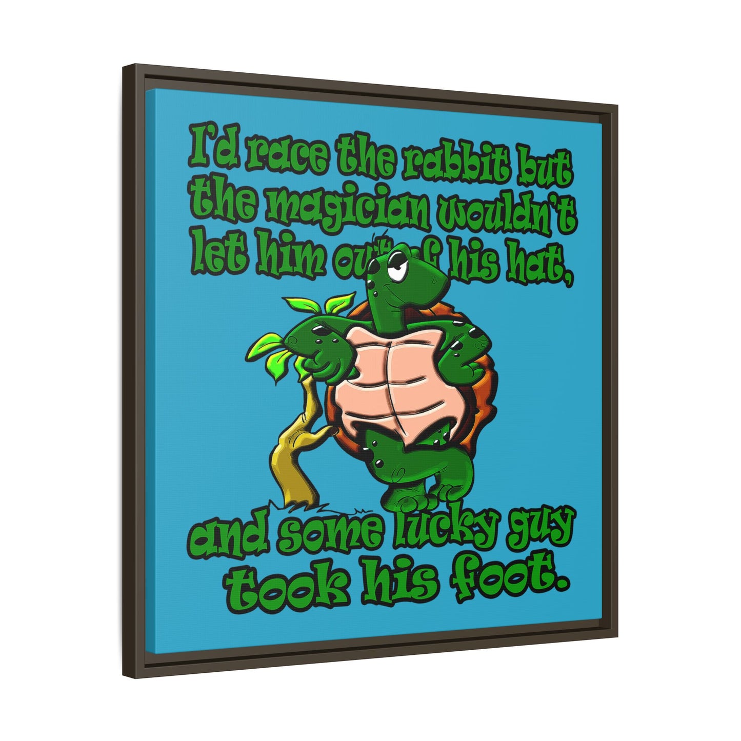 turtle race - framed canvas art (turquoise)
