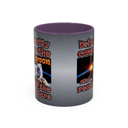 defy conquer reach - Accent Mug (brushed nickel)