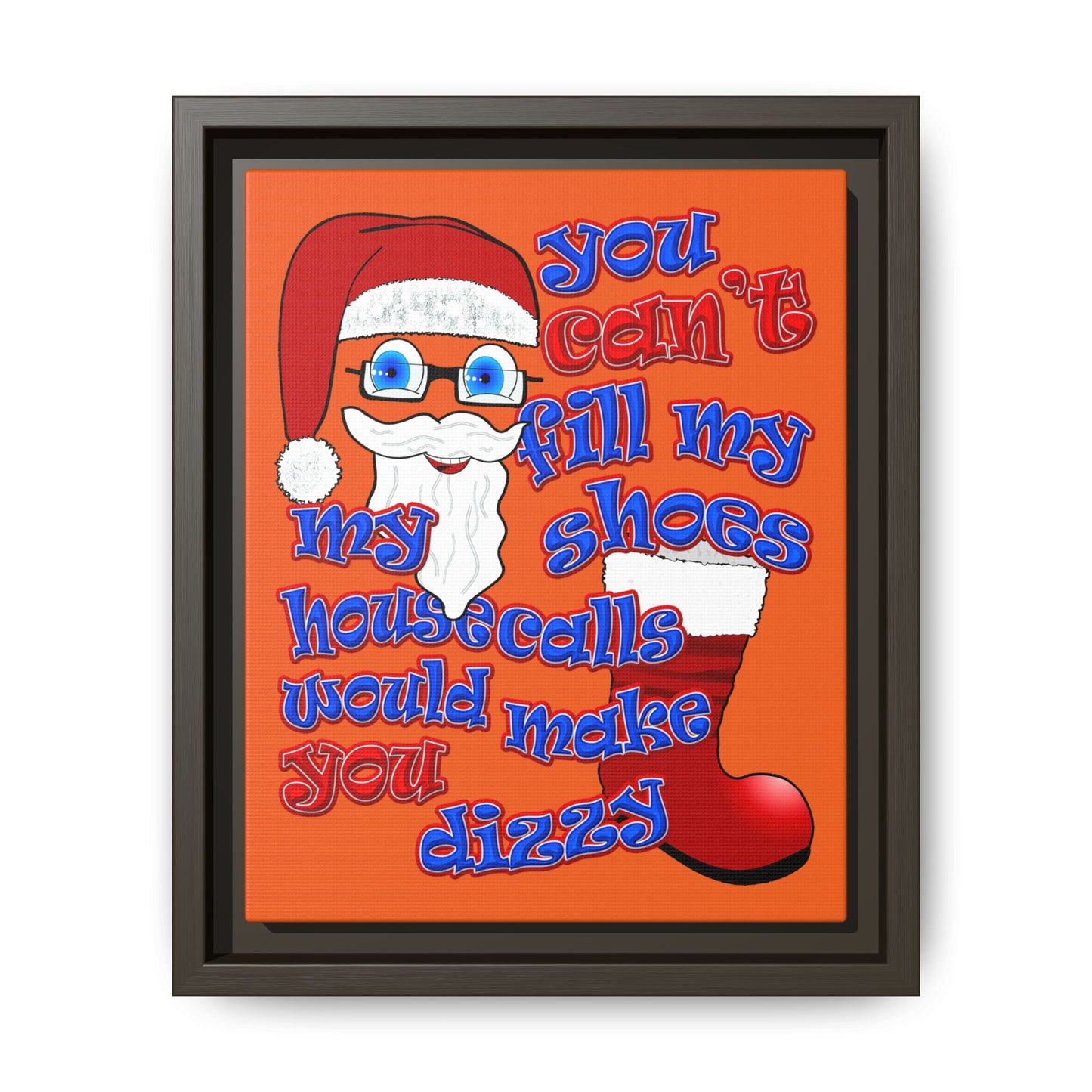 santa's shoes - framed canvas art (orange)
