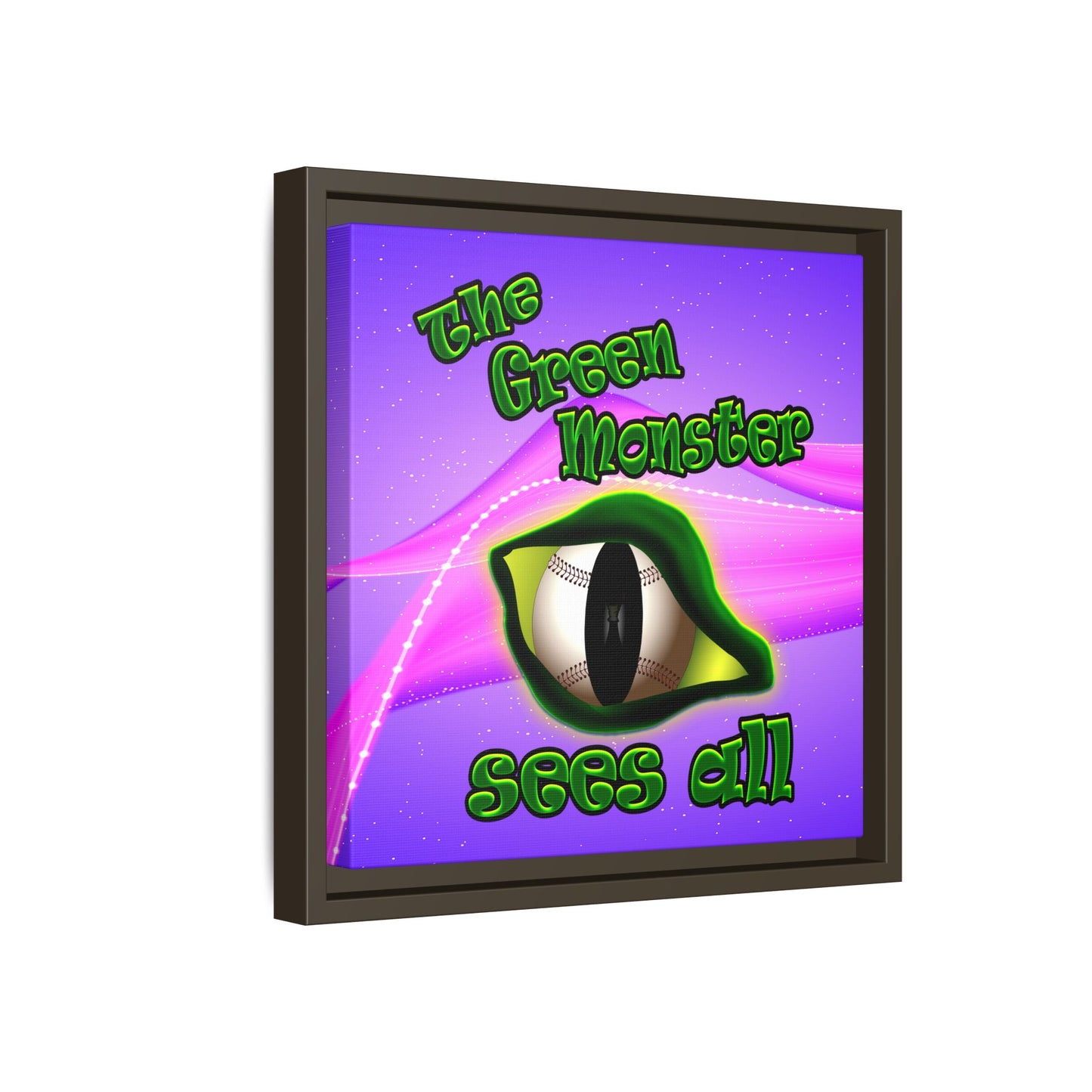 green monster - framed canvas art (purple-pink wave)