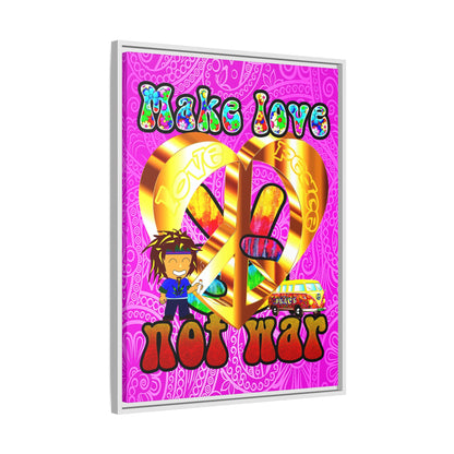 love peace - framed canvas art (pink swirl)
