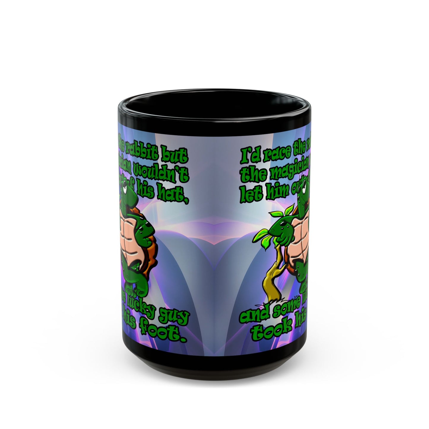 turtle race - Black Mug (grey-pink wave)