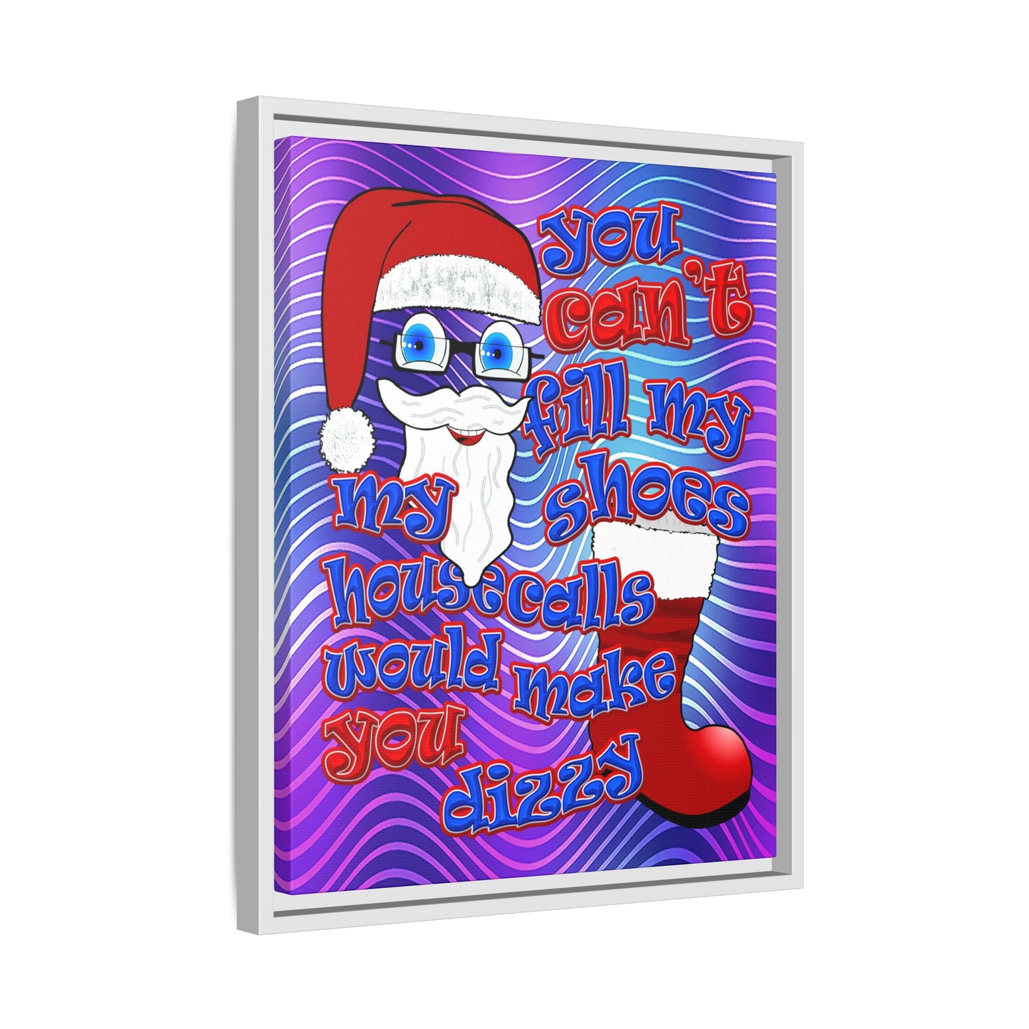 santa's shoes - framed canvas art (purple wave)