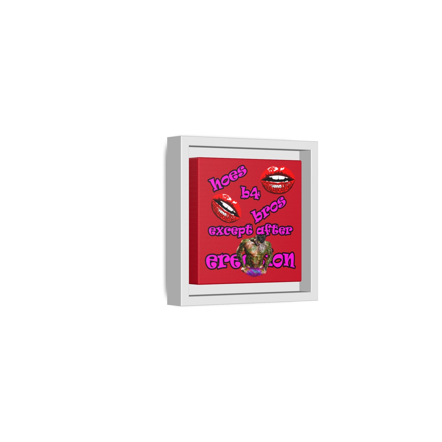 hoes b4 bros - framed canvas art (dark red)