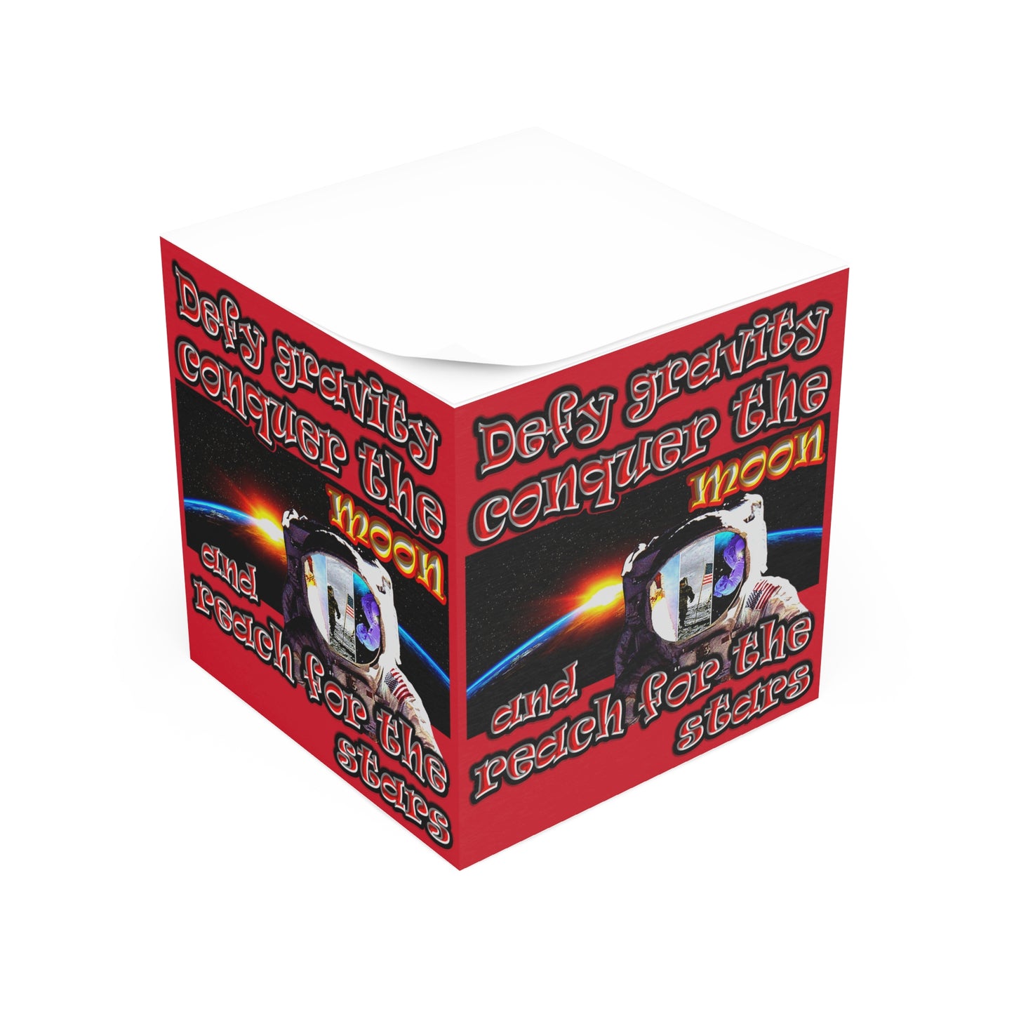 defy conquer reach - note cube (dark red)