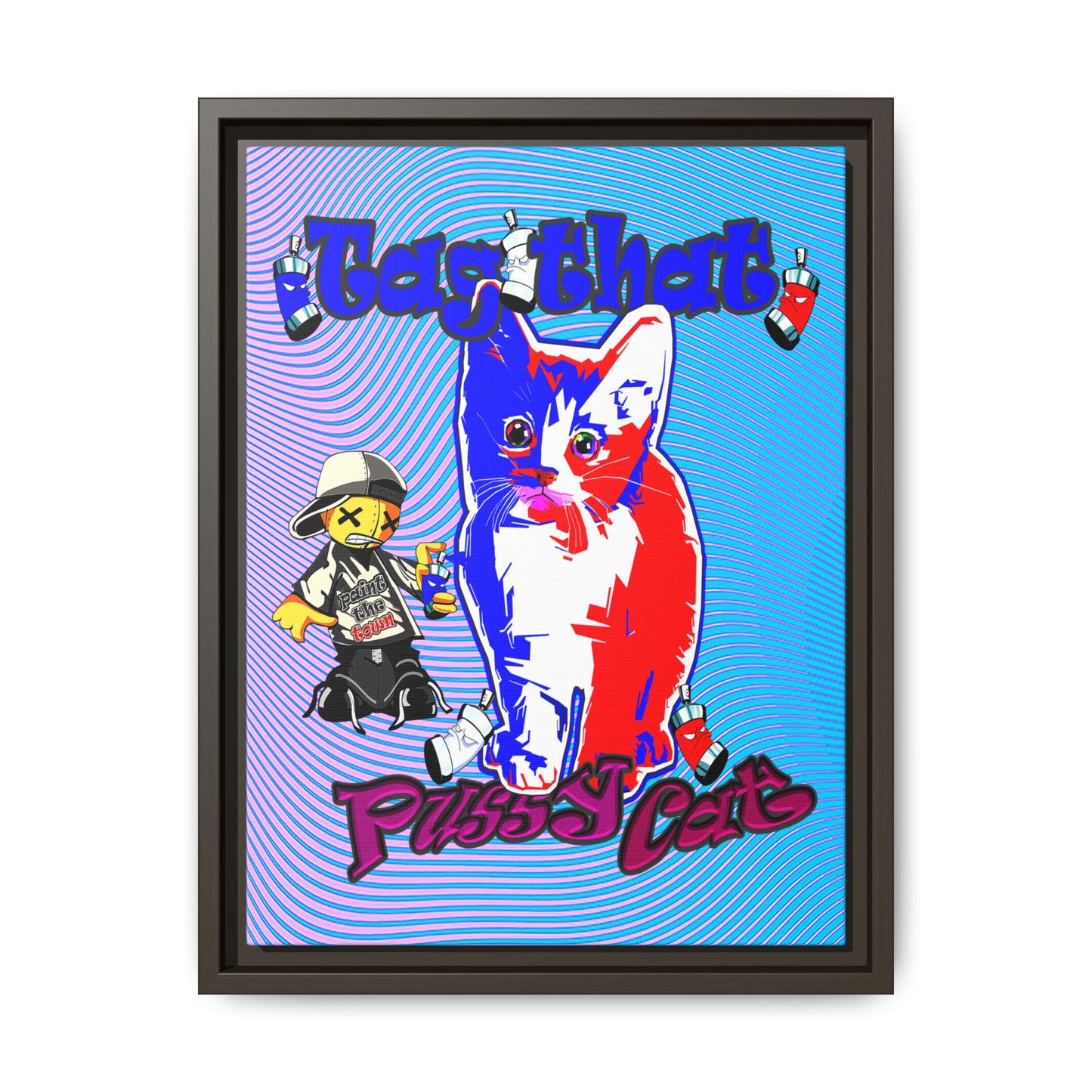 tag that - framed canvas art (light blue-purple wave)