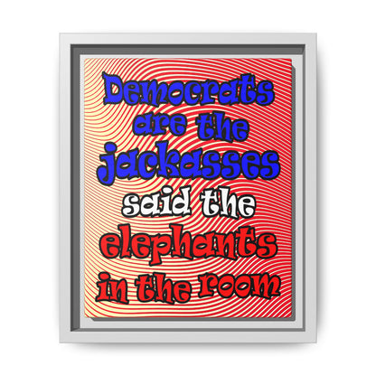 donkeys and elephants - framed canvas art (yellow-orange wave)