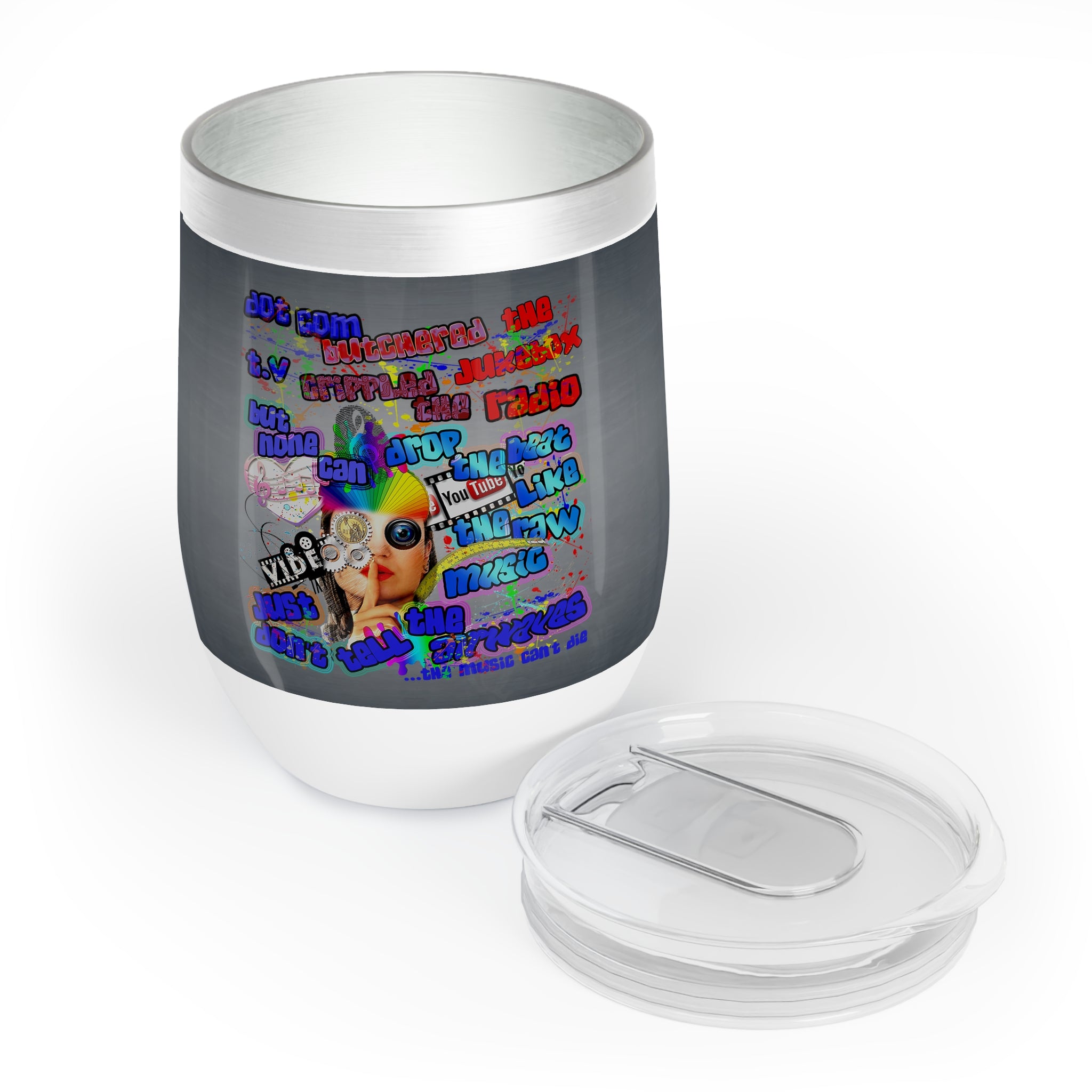 drop the beat - Chill Wine Tumbler  (grey-light grey)