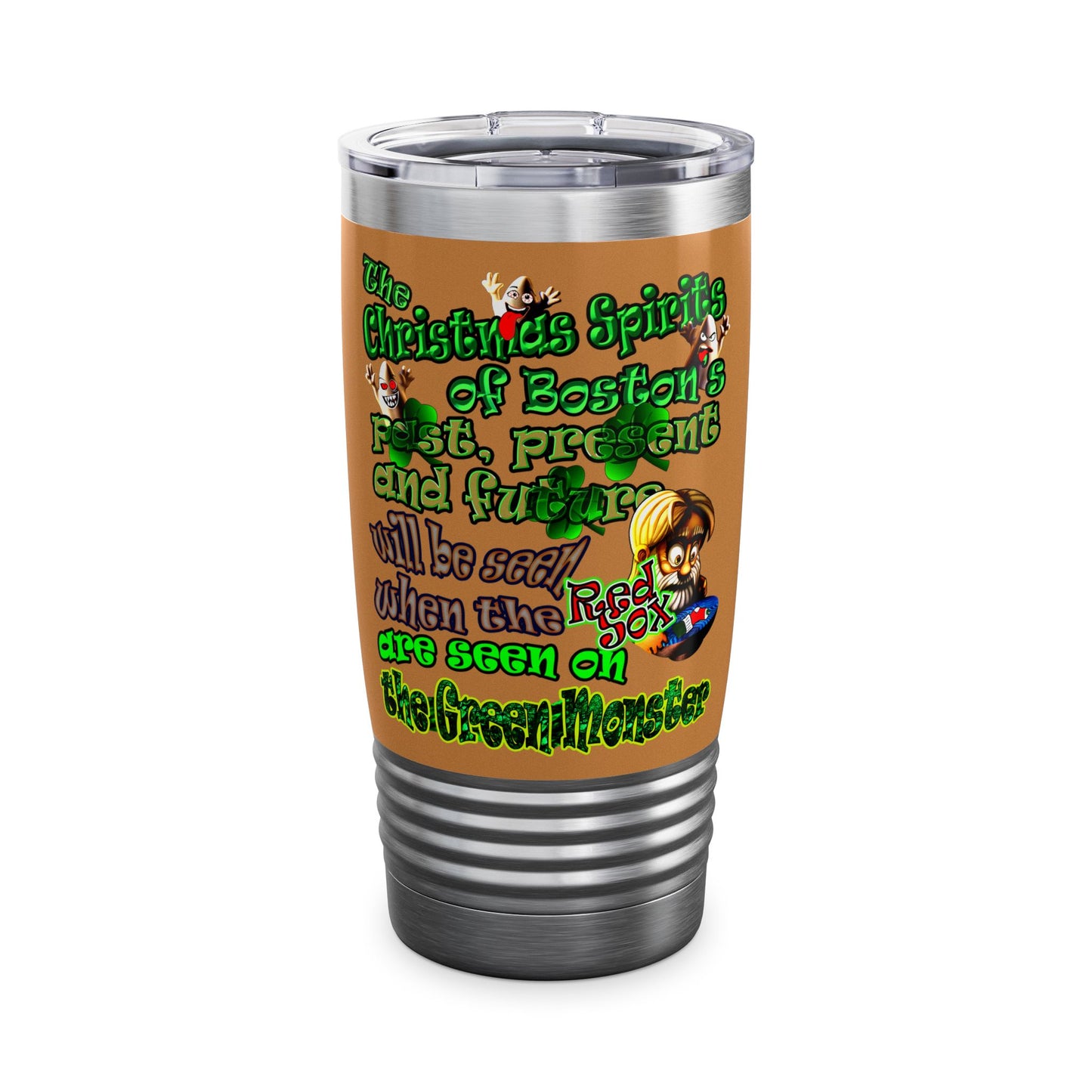 christmas spirits of boston - Ringneck Tumbler, 20oz (light brown)