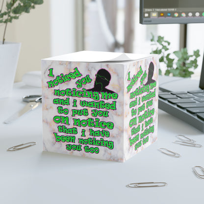 noticed you noticing - note cube (white marble)