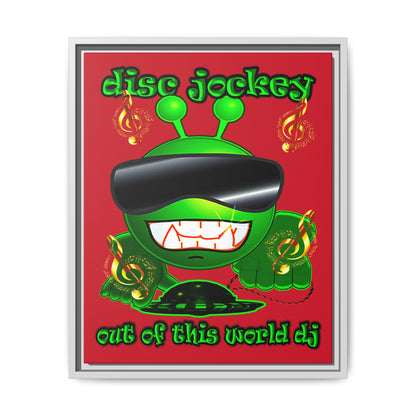 disc jockey - framed canvas art (dark red)
