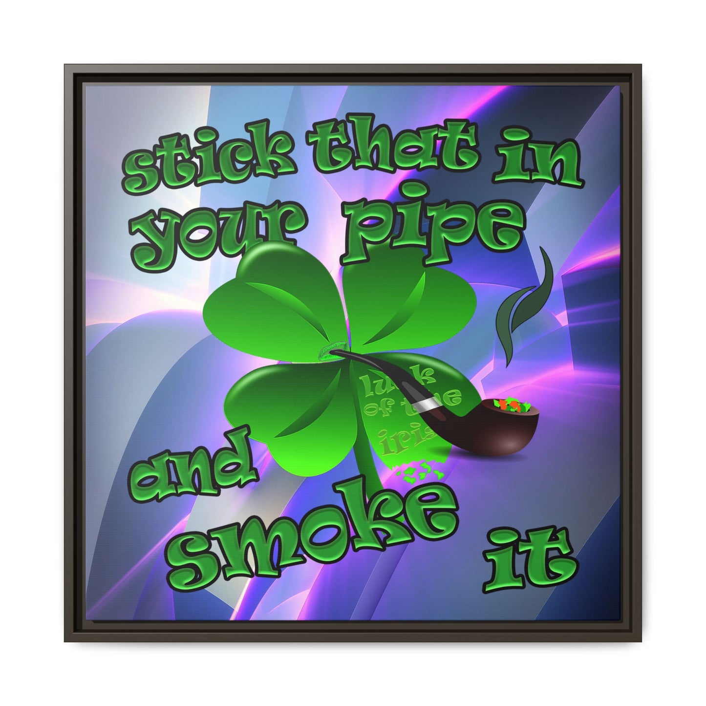 stick that in your pipe and smoke it - framed canvas art (grey-pink wave)