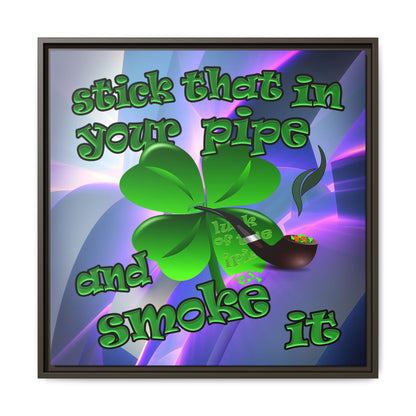 stick that in your pipe and smoke it - framed canvas art (grey-pink wave)