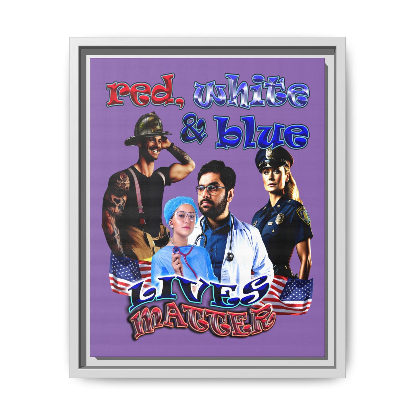 rw&b lives matter - framed canvas art (light purple)