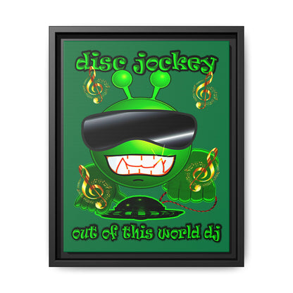 disc jockey - framed canvas art (dark green)