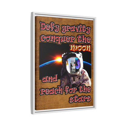 defy conquer reach - framed canvas art (brown papyrus)